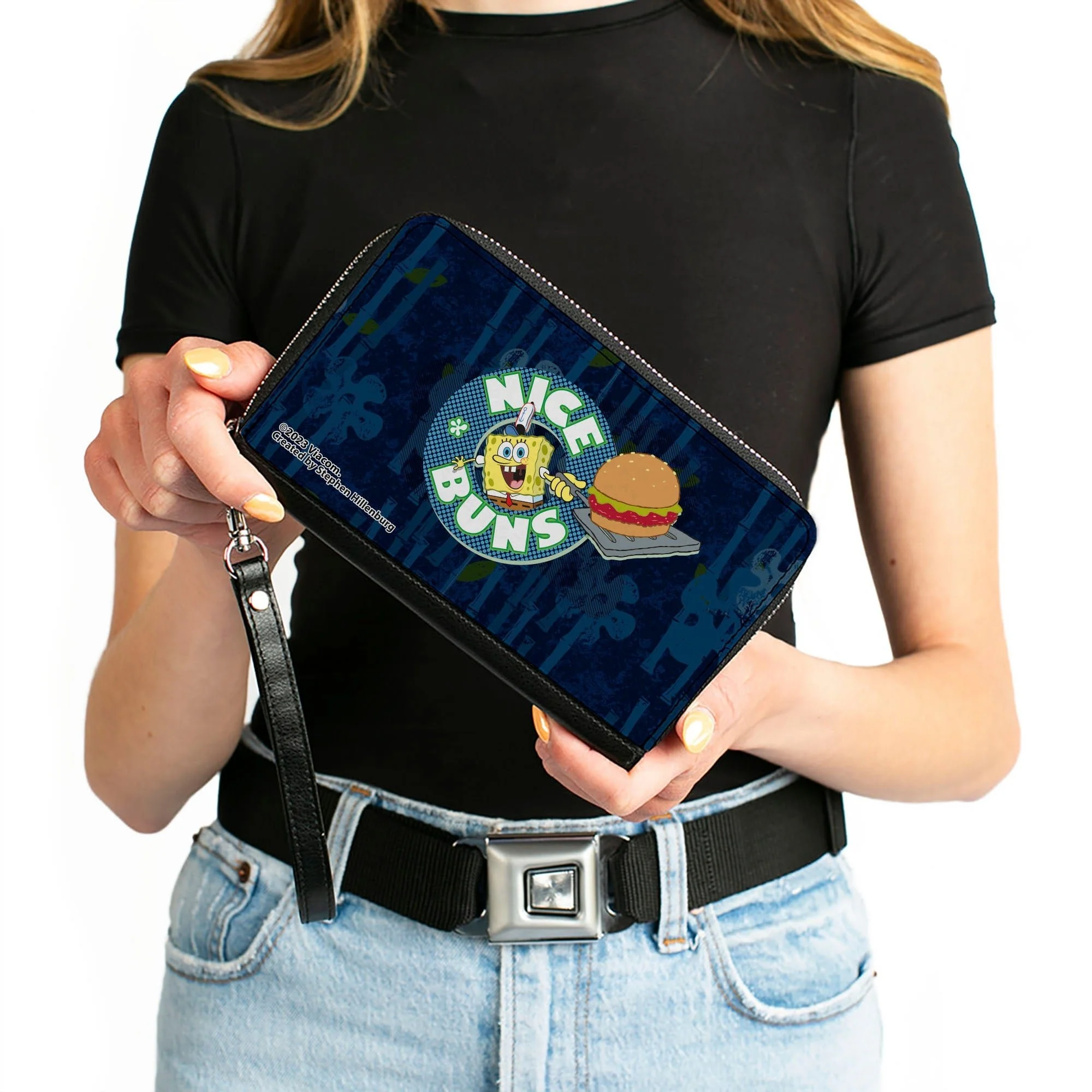 SpongeBob SquarePants Zip Around Wallet NICE BUNS Pose Blues Vegan Leather - Image 4
