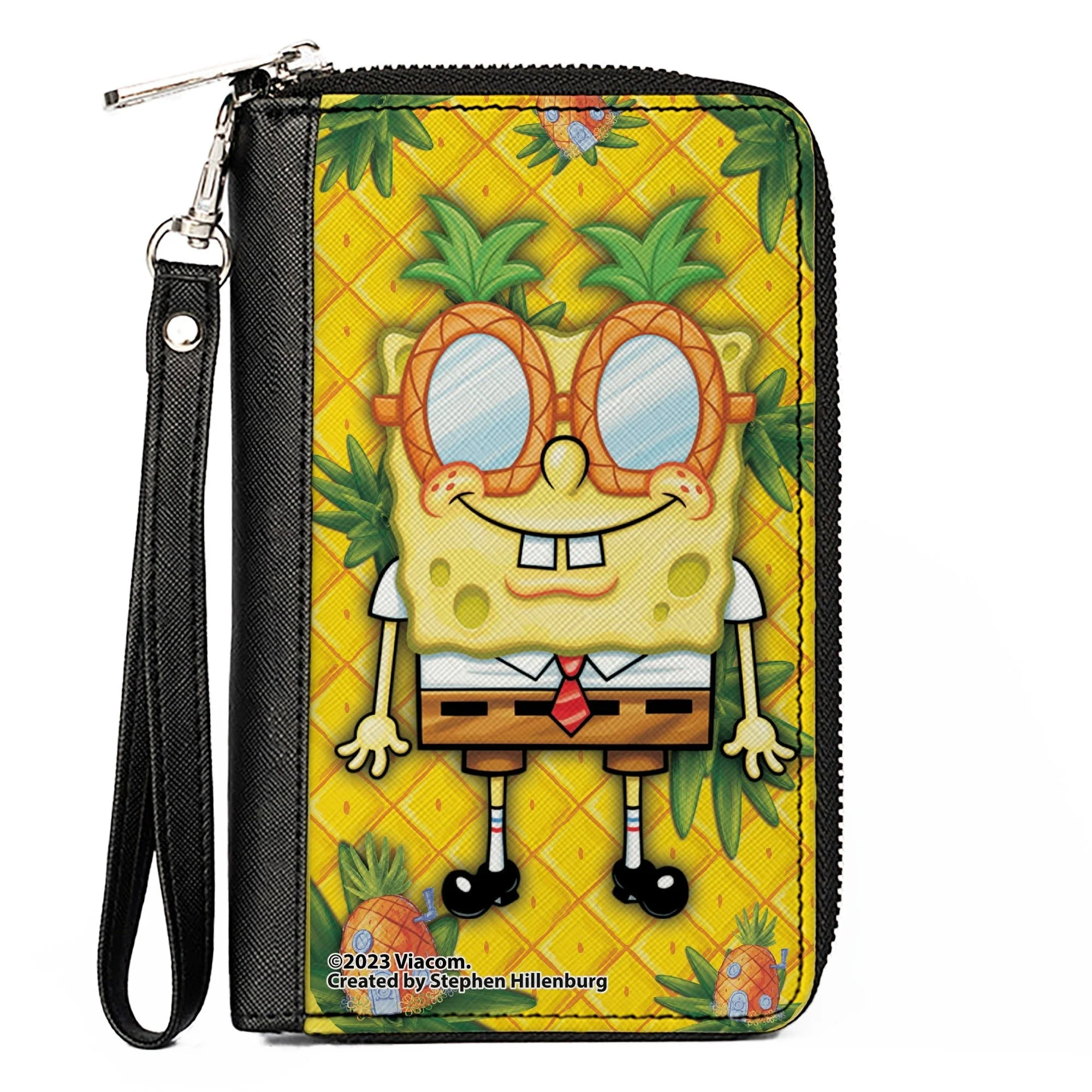 SpongeBob SquarePants Zip Around Wallet Pineapple Eyes Pose Gold