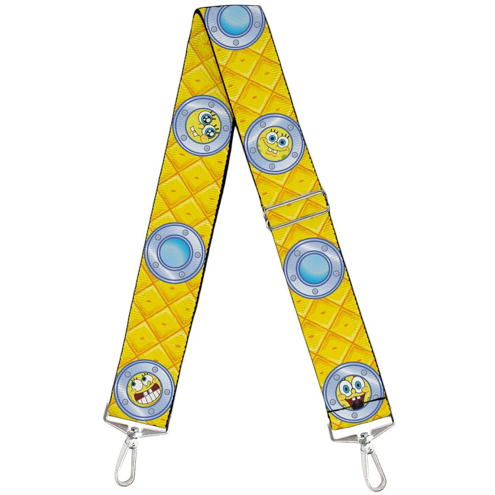 SpongeBob SquarePants Purse Strap Window Expressions Pineapple Adjustable Crossbody Yellow 34-62 Inch