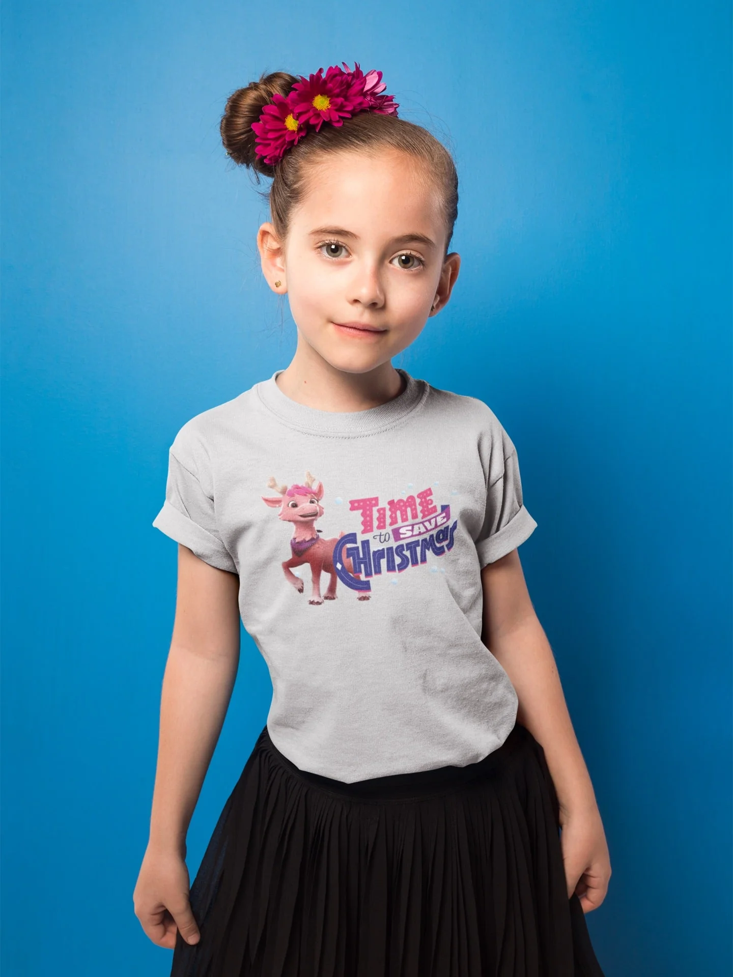 Reindeer in Here Pinky Time to Save Christmas Kids T-Shirt - Image 2
