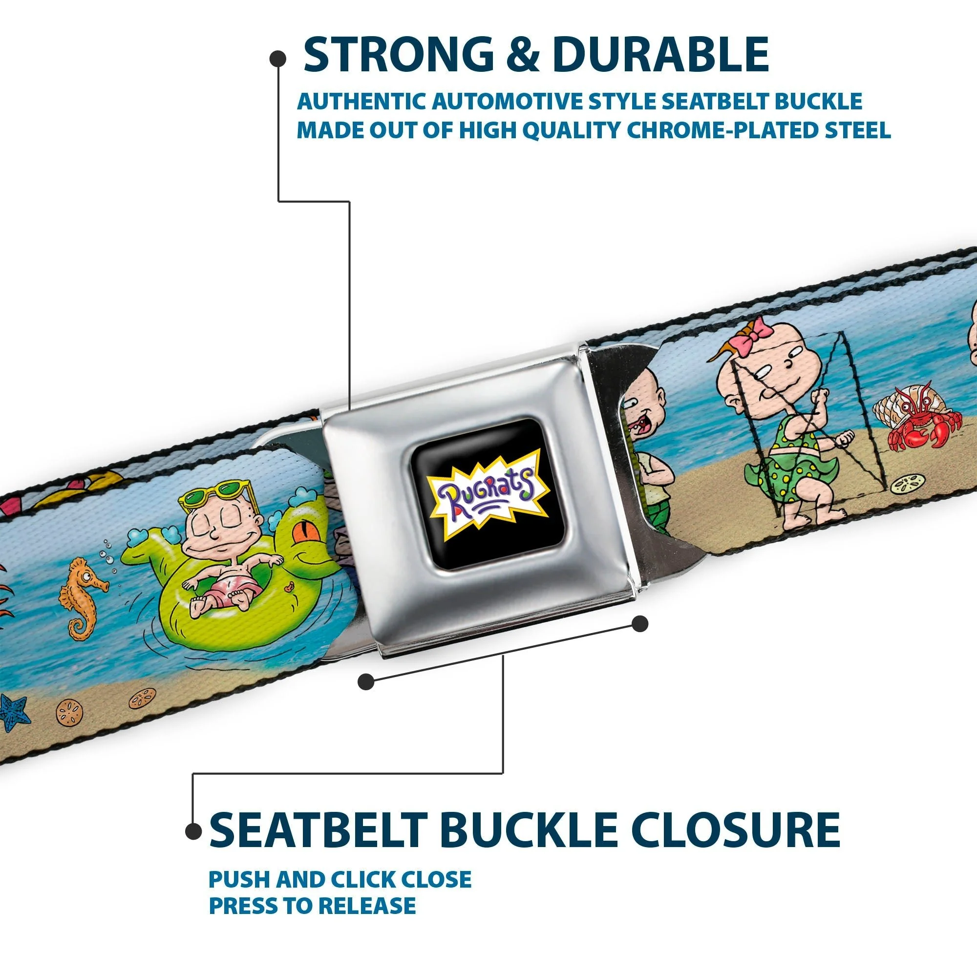 Rugrats Logo Beach Play Scene Full Color Seatbelt Belt - Image 7