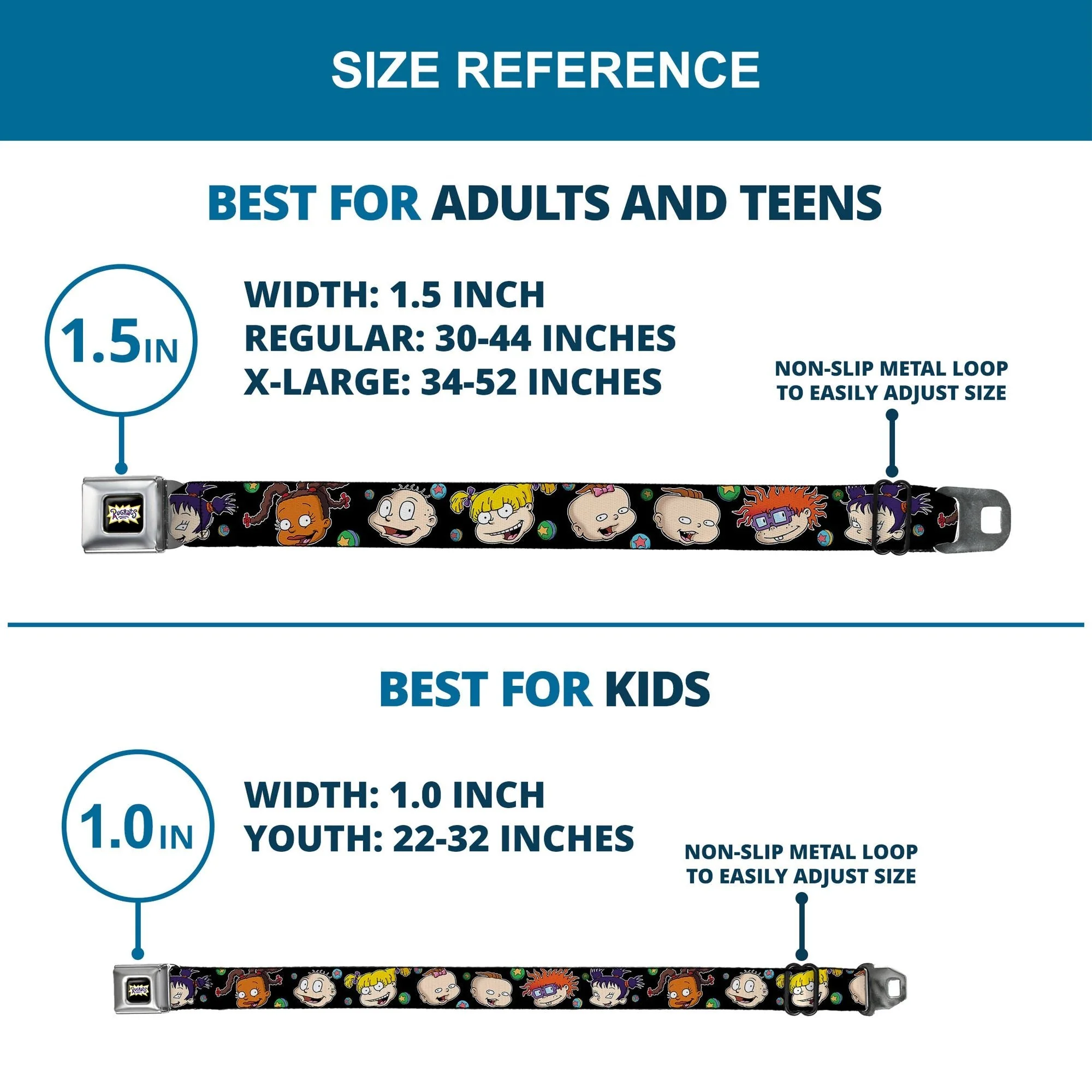 Rugrats Logo Character Expressions Black Webbing Seatbelt Belt - Image 8