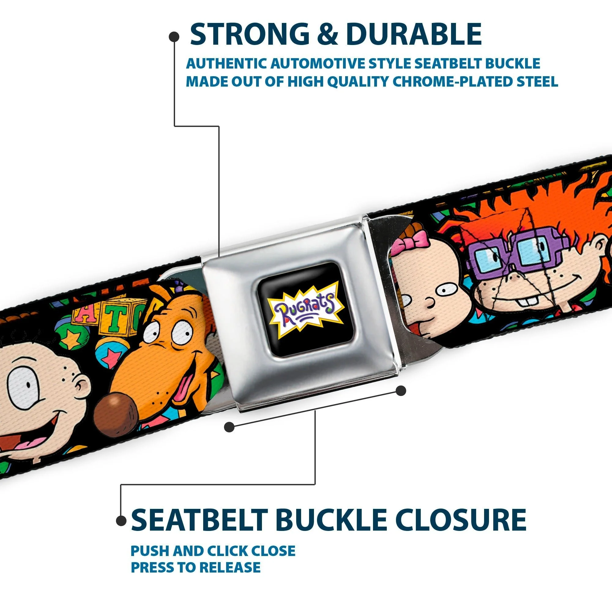 Rugrats Logo and Character Faces Close-Up Seatbelt Belt - Image 7
