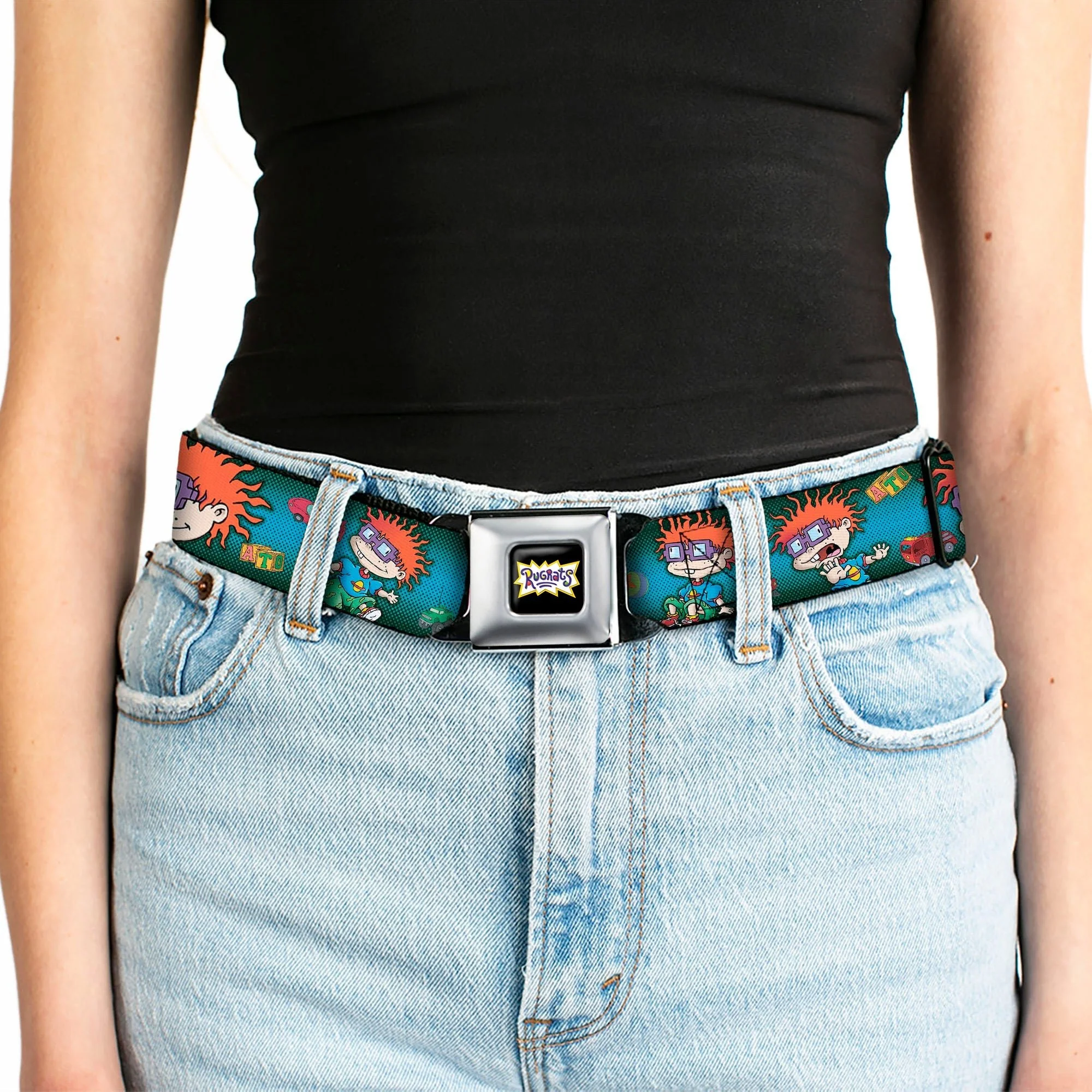 Rugrats Chuckie Poses Logo Full Color Seatbelt Belt - Image 5