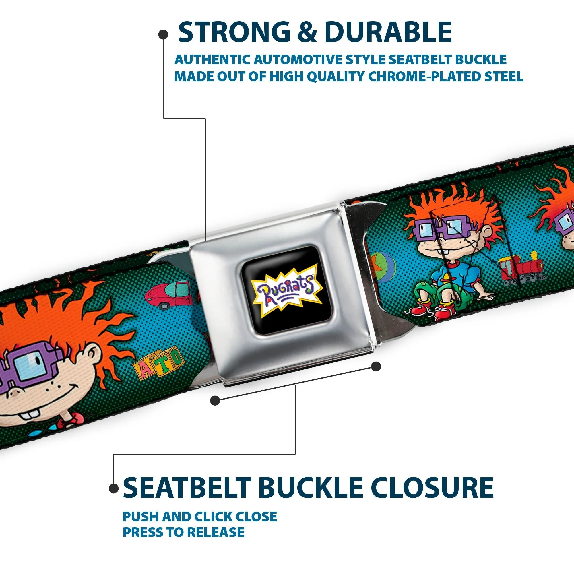 Rugrats Chuckie Poses Logo Full Color Seatbelt Belt - Image 7
