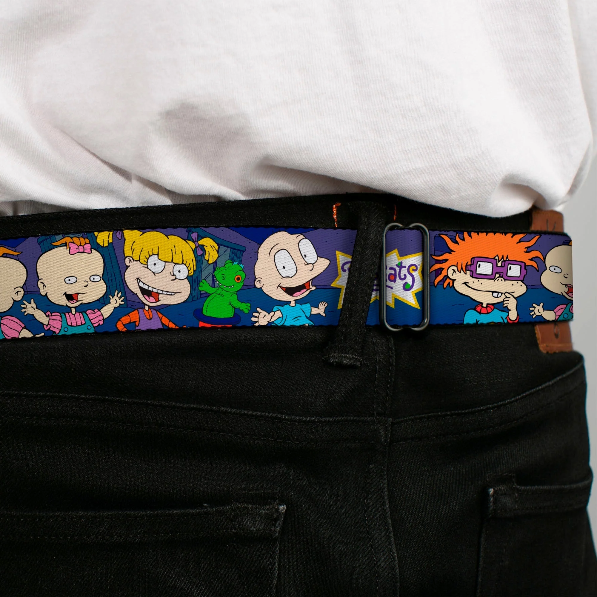 Rugrats Group Pose Reptar Logo Full Color Seatbelt Belt - Image 4