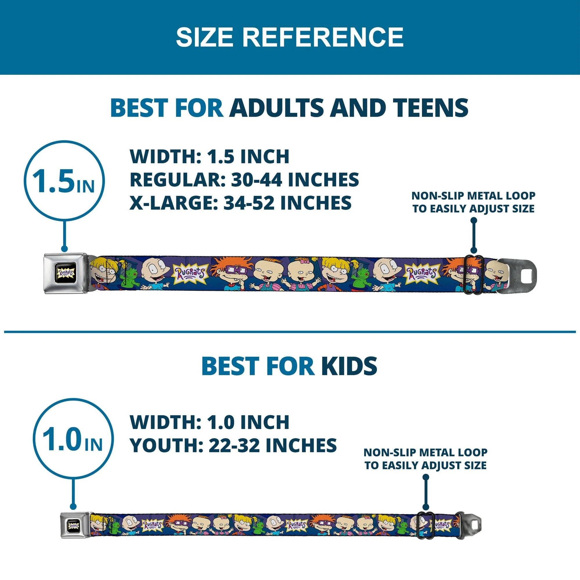 Rugrats Group Pose Reptar Logo Full Color Seatbelt Belt - Image 8