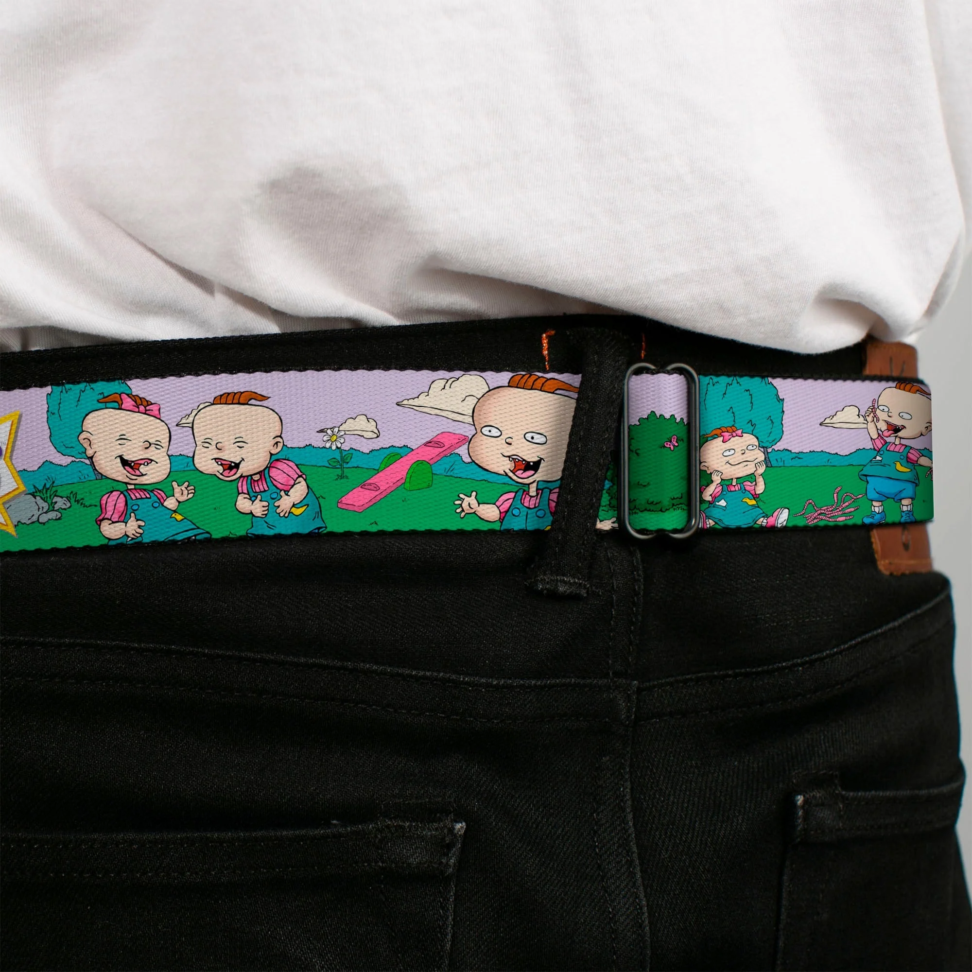 Rugrats Lil & Phil Outdoor Poses Logo Seatbelt Webbing Belt - Image 4