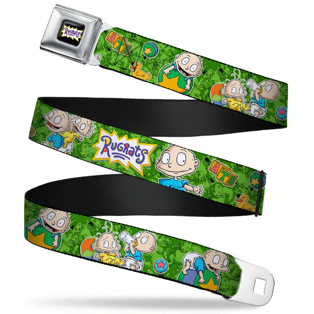 Rugrats Tommy & Dill Logo Full Color Green Seatbelt Belt