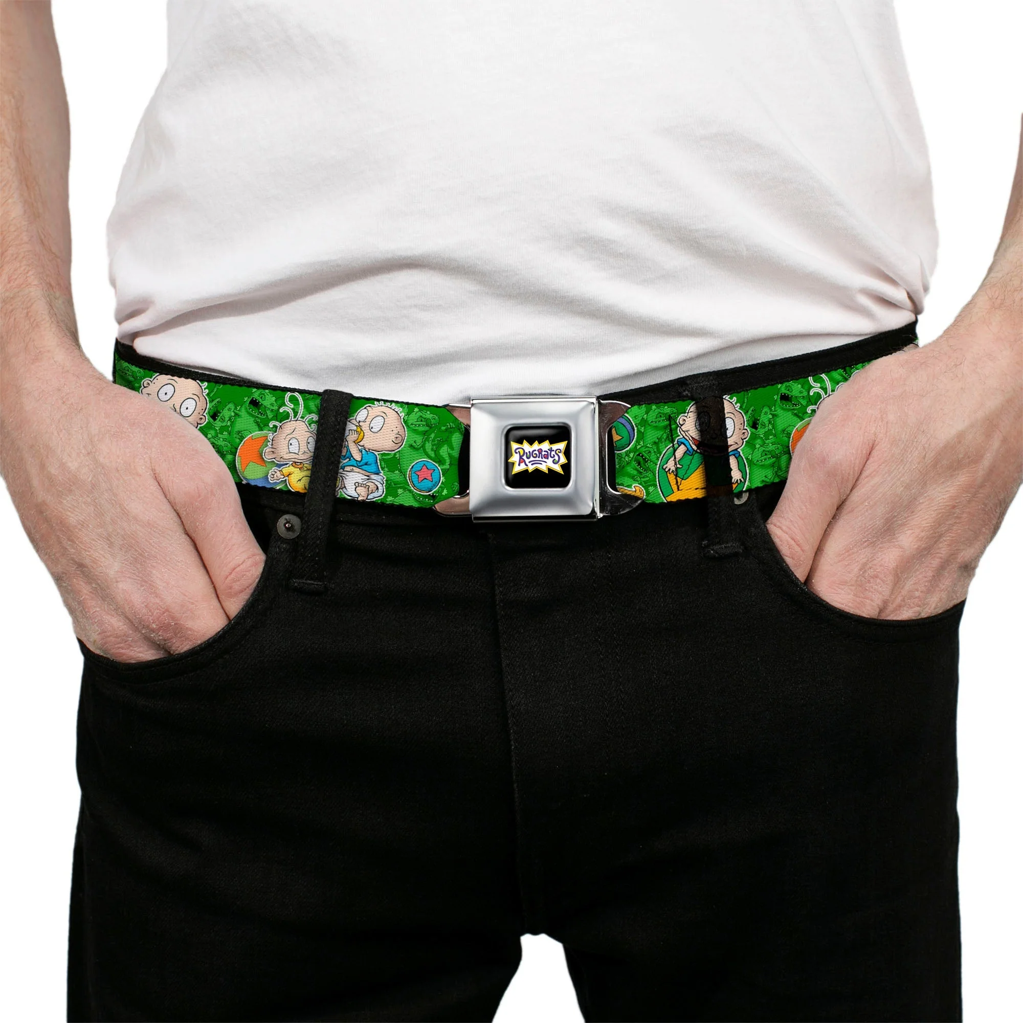 Rugrats Tommy & Dill Logo Full Color Green Seatbelt Belt - Image 3