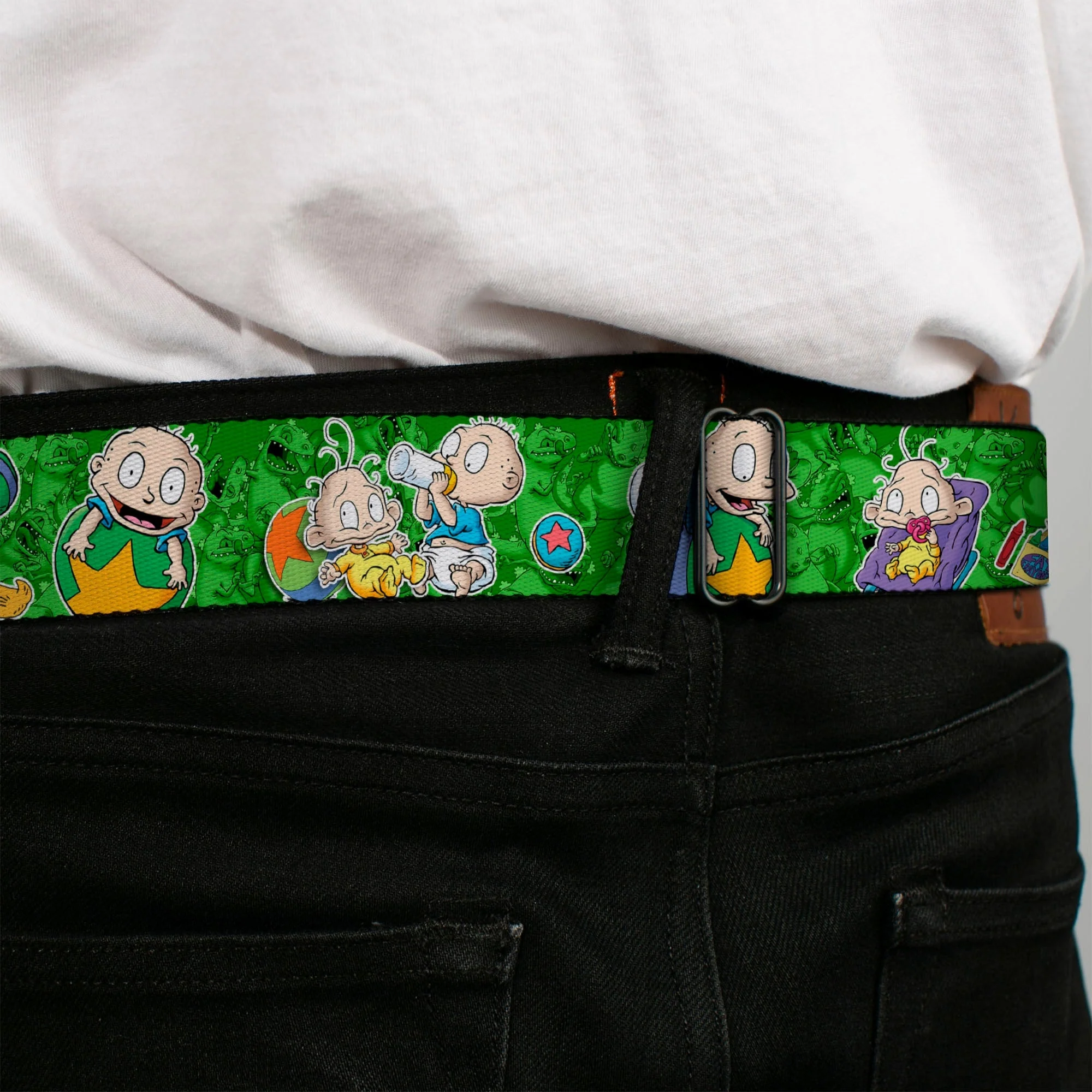 Rugrats Tommy & Dill Logo Full Color Green Seatbelt Belt - Image 4