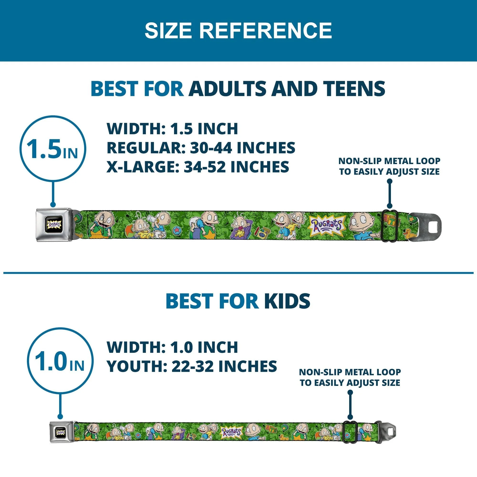 Rugrats Tommy & Dill Logo Full Color Green Seatbelt Belt - Image 8