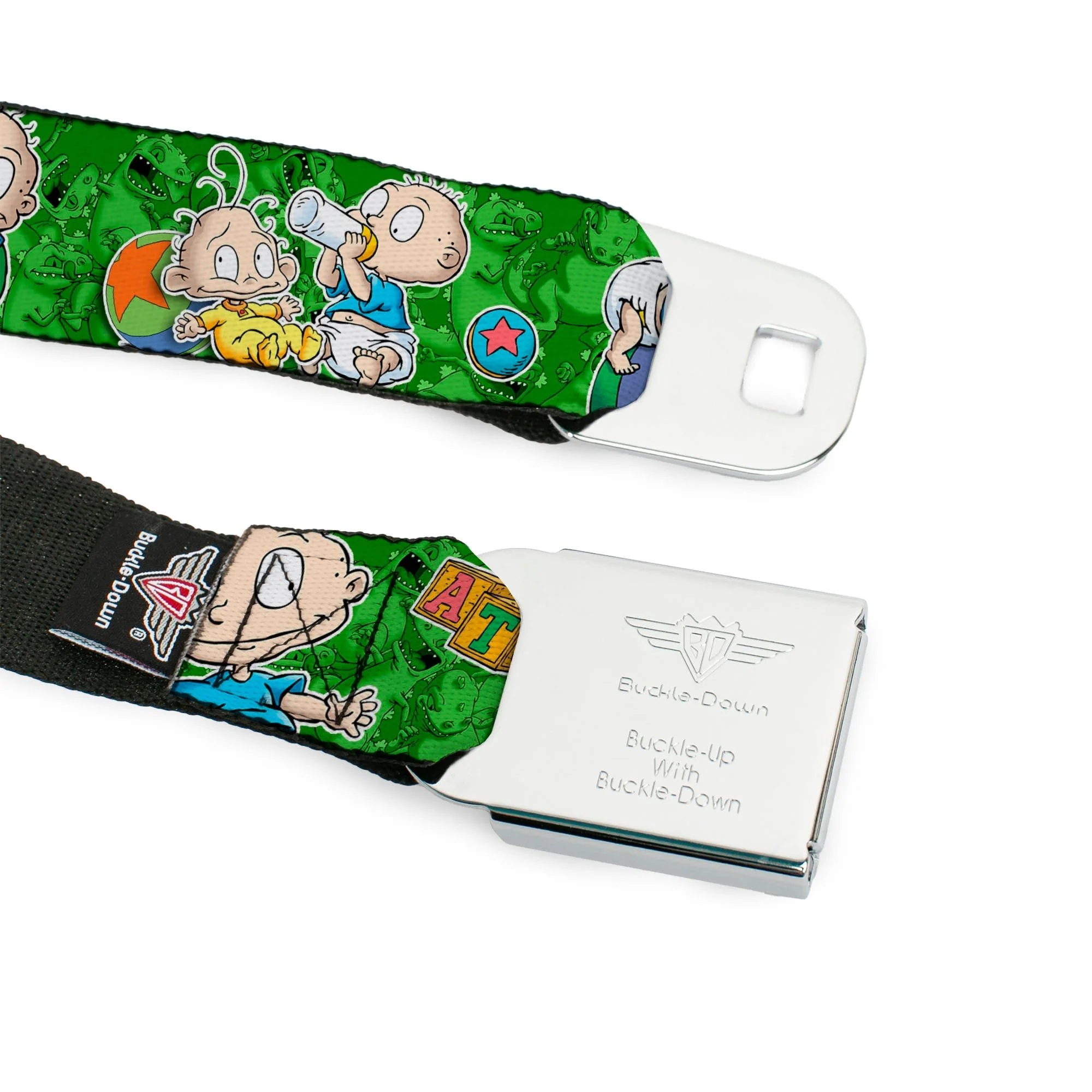 Rugrats Tommy & Dill Logo Full Color Green Seatbelt Belt - Image 9