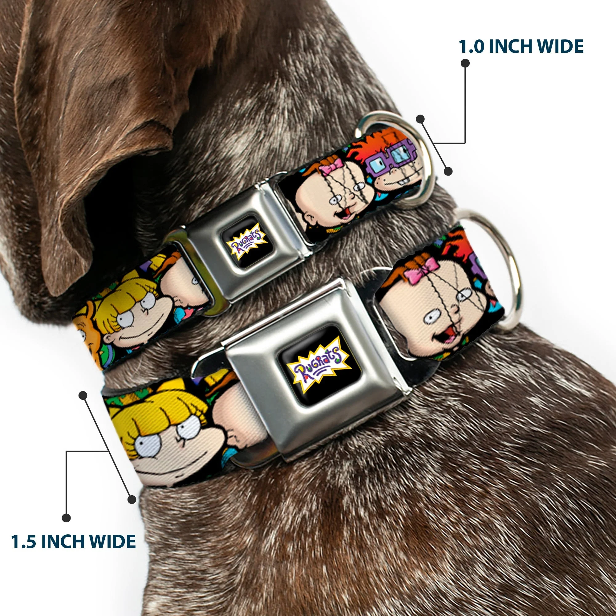 Rugrats Character Faces Close-Up Seatbelt Buckle Pet Collar - Image 2