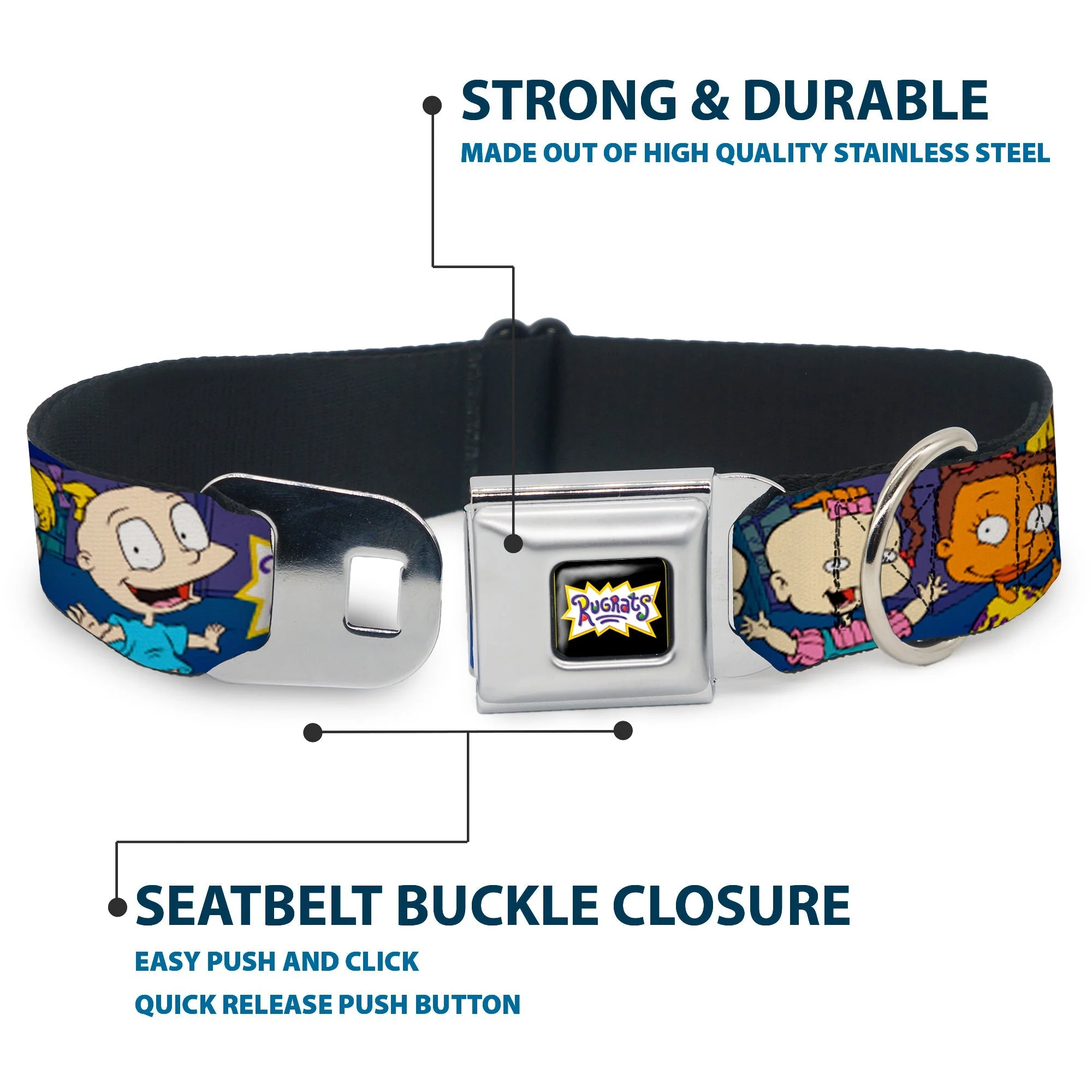 Rugrats Group Pose Seatbelt Buckle Pet Collar Merchandise - Image 4