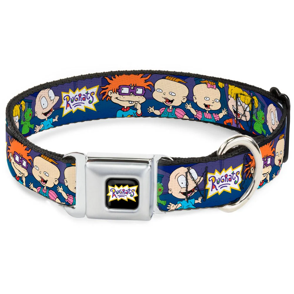 Rugrats Group Pose with Reptar Seatbelt Buckle Dog Collar