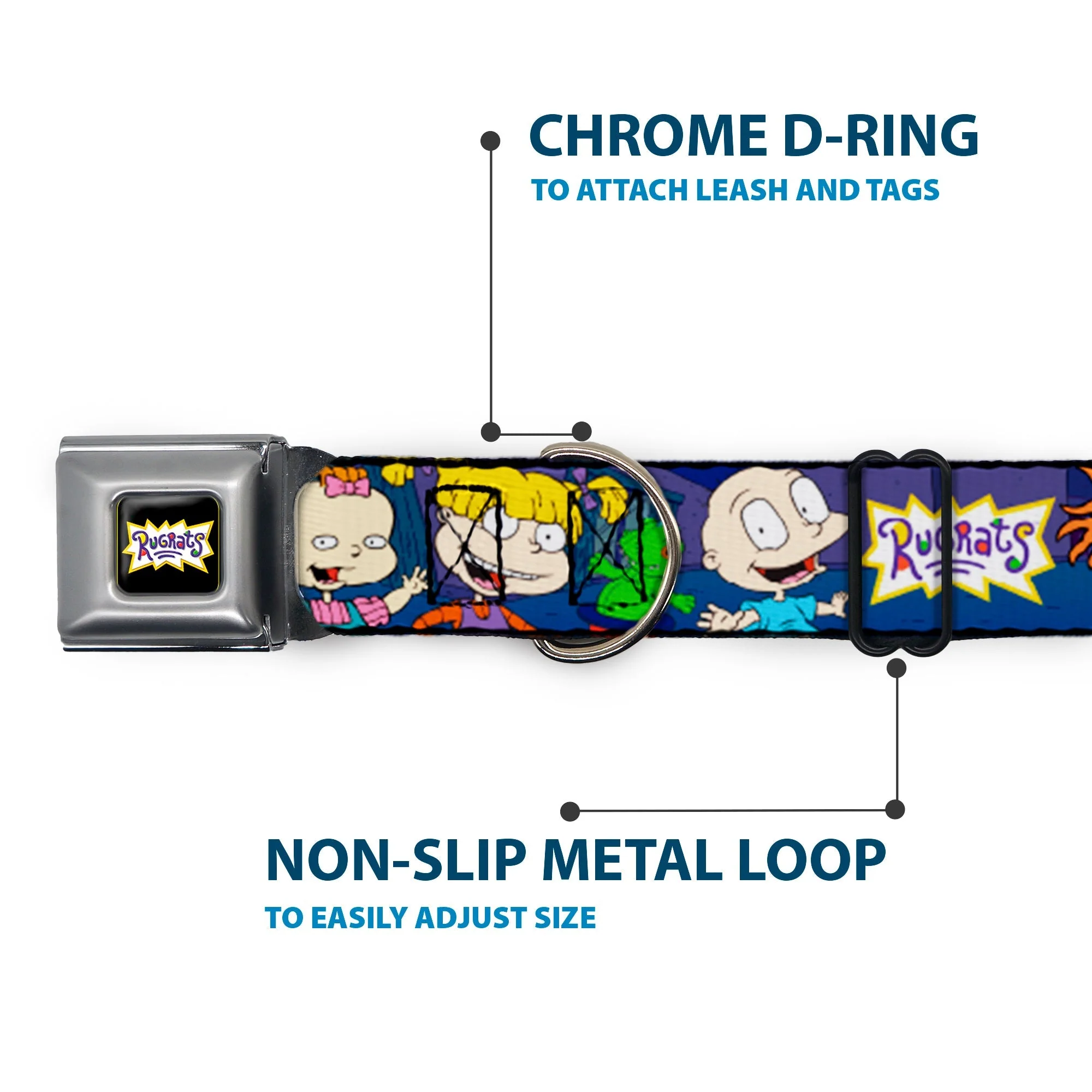 Rugrats Group Pose with Reptar Seatbelt Buckle Dog Collar - Image 5