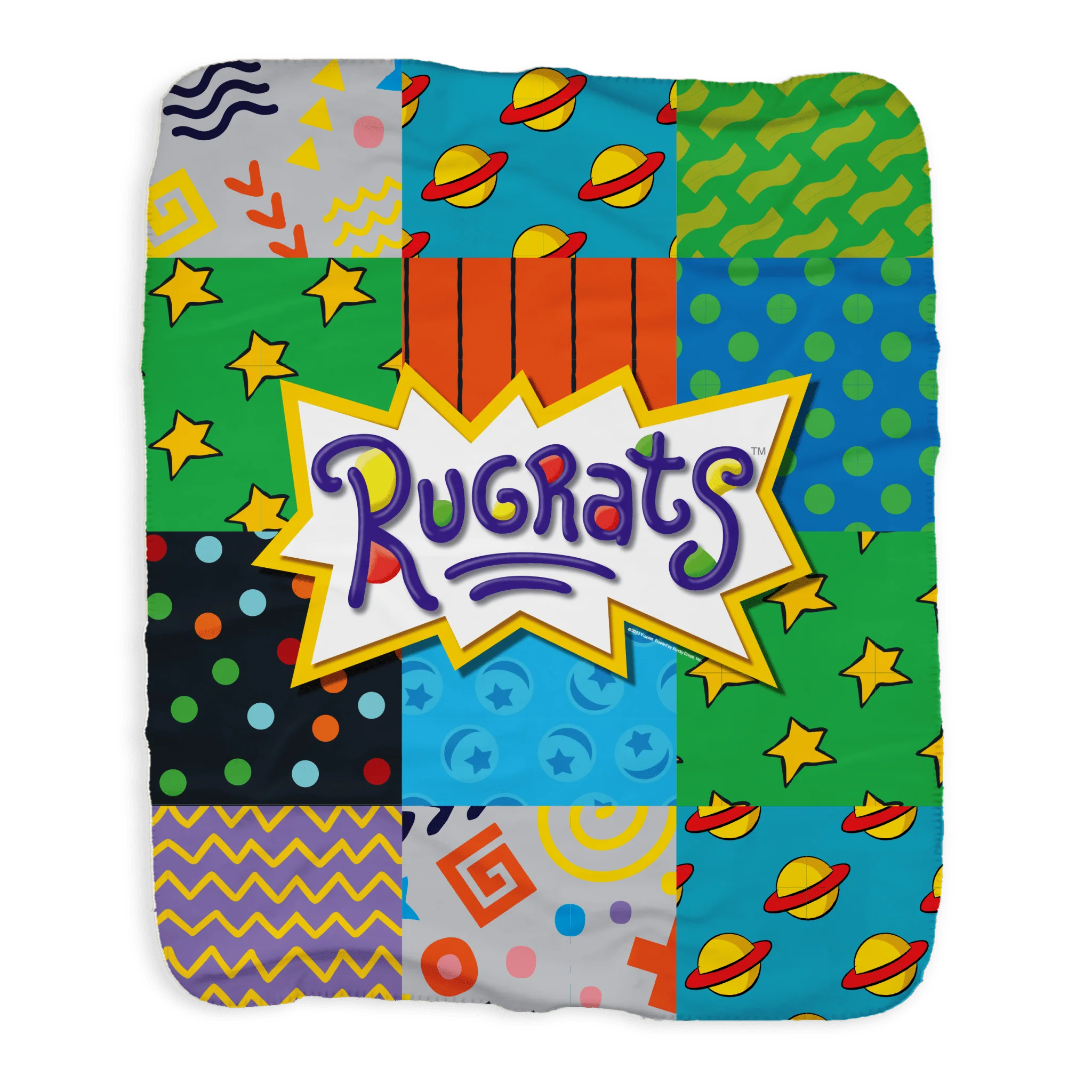 Rugrats Pattern Grey Sherpa Blanket