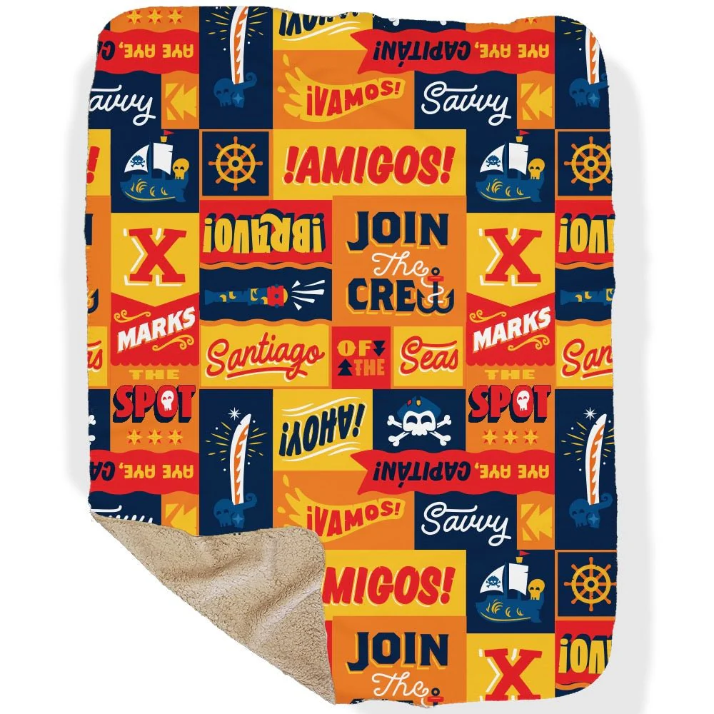 Santiago of the Seas Pattern Sherpa Blanket - Image 7