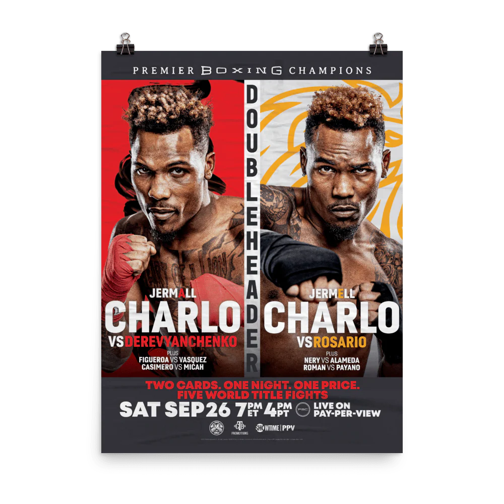 SHO Championship Boxing Charlo Doubleheader Premium Satin Poster