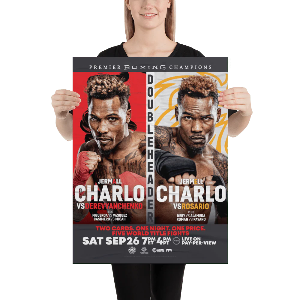 SHO Championship Boxing Charlo Doubleheader Premium Satin Poster - Image 2