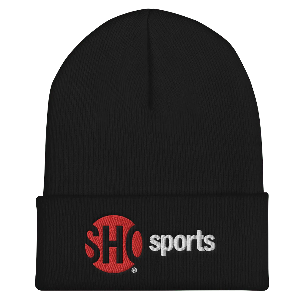 SHOWTIME Sports SHO Sports Red Bug Outline Logo Embroidered Beanie