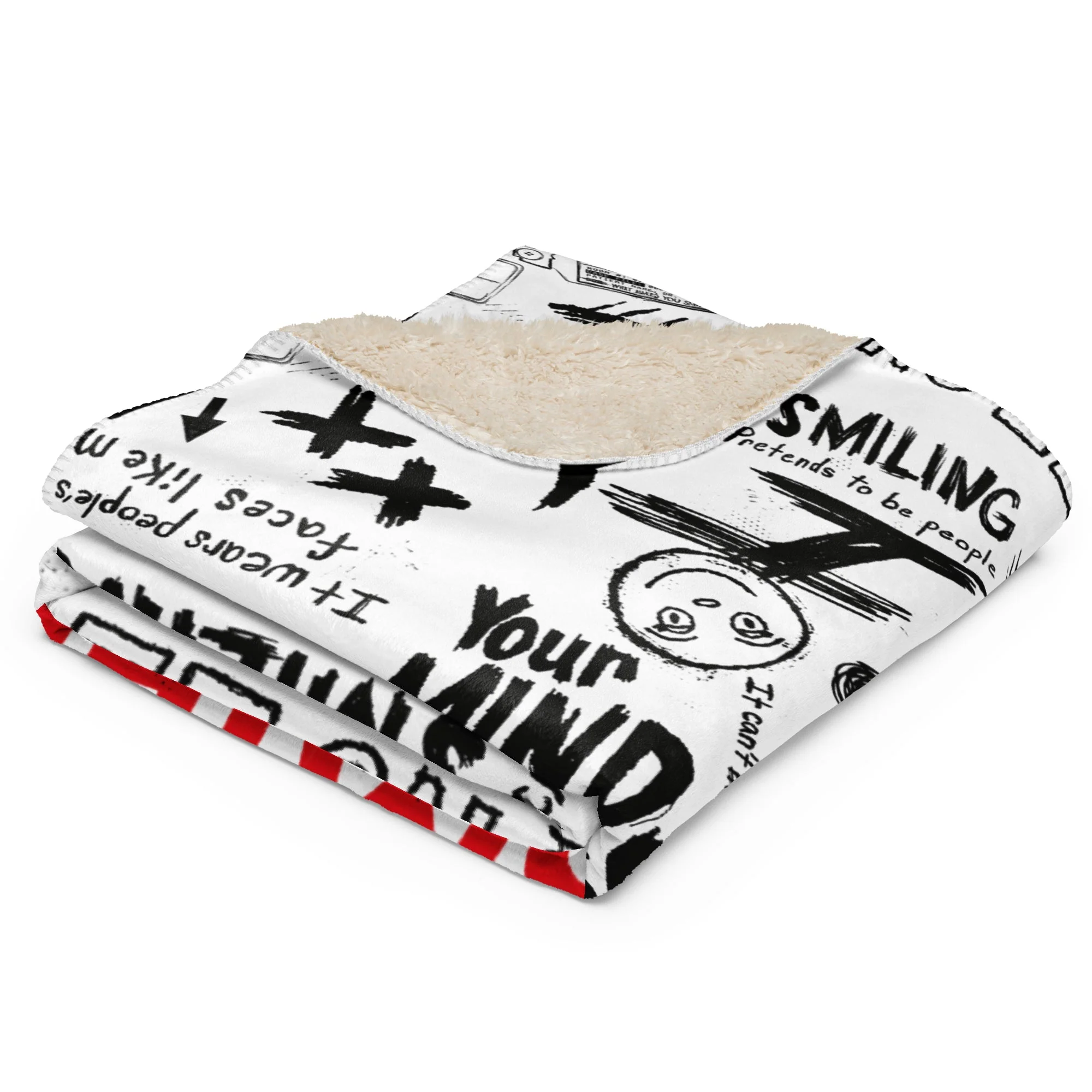Smile Pattern Sherpa Blanket - Image 5