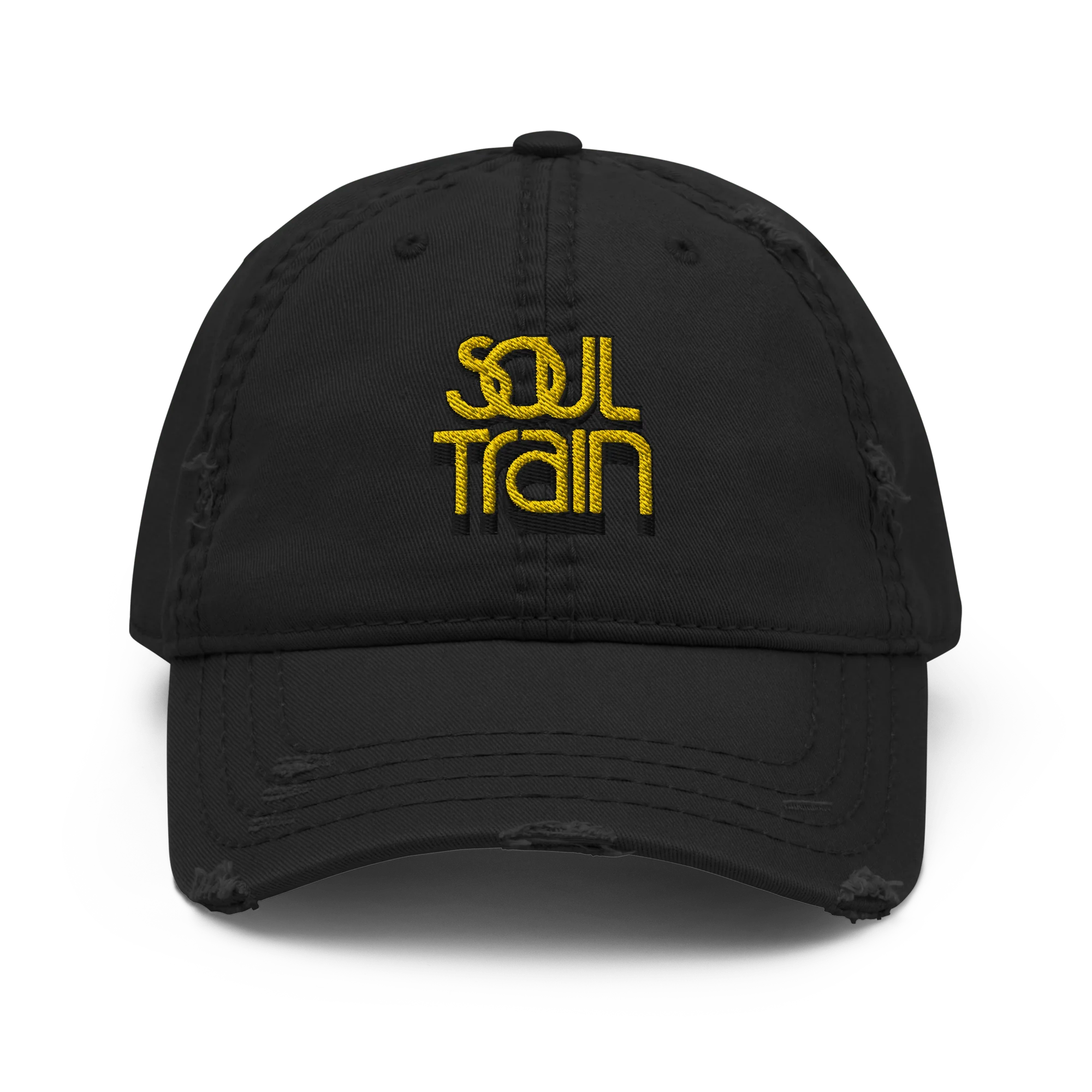 Soul Train Logo Embroidered Distressed Dad Hat