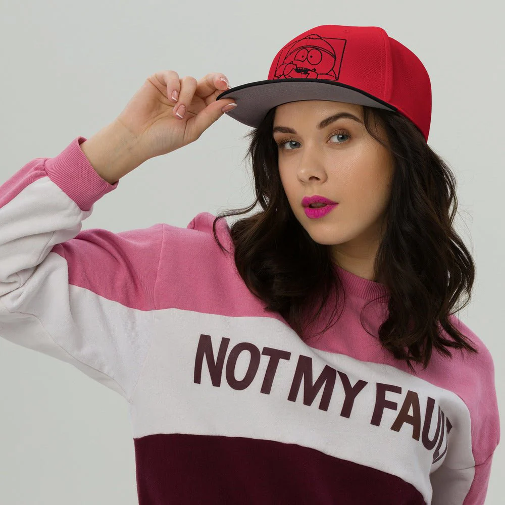 South Park Cartman Fun Face Embroidered Snapback Hat - Image 3