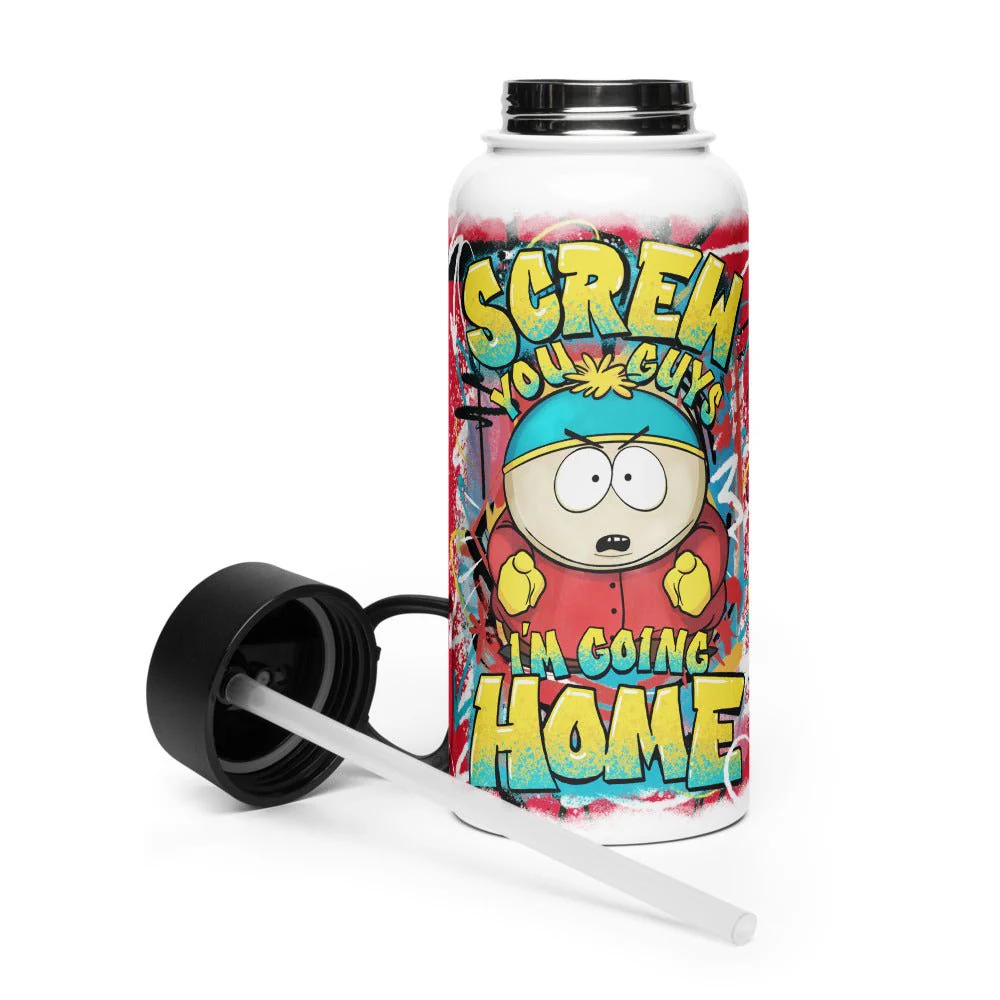 South Park Cartman Screw You Guys Stainless Steel Water Bottle with a Straw Lid - Image 4