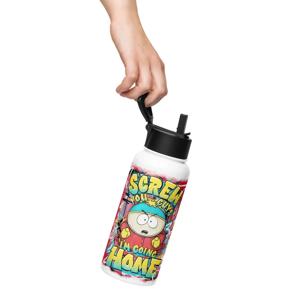South Park Cartman Screw You Guys Stainless Steel Water Bottle with a Straw Lid - Image 7