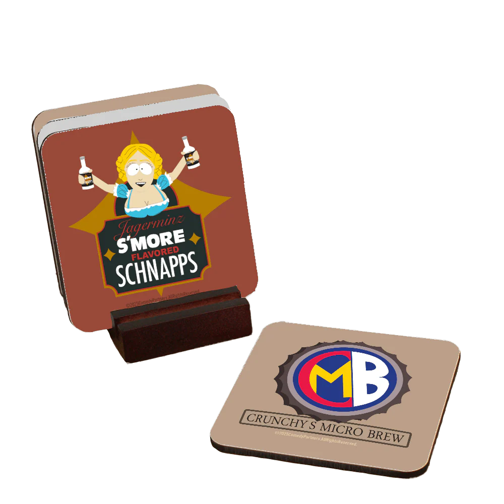 South Park Drink Coasters with Mahogany Holder