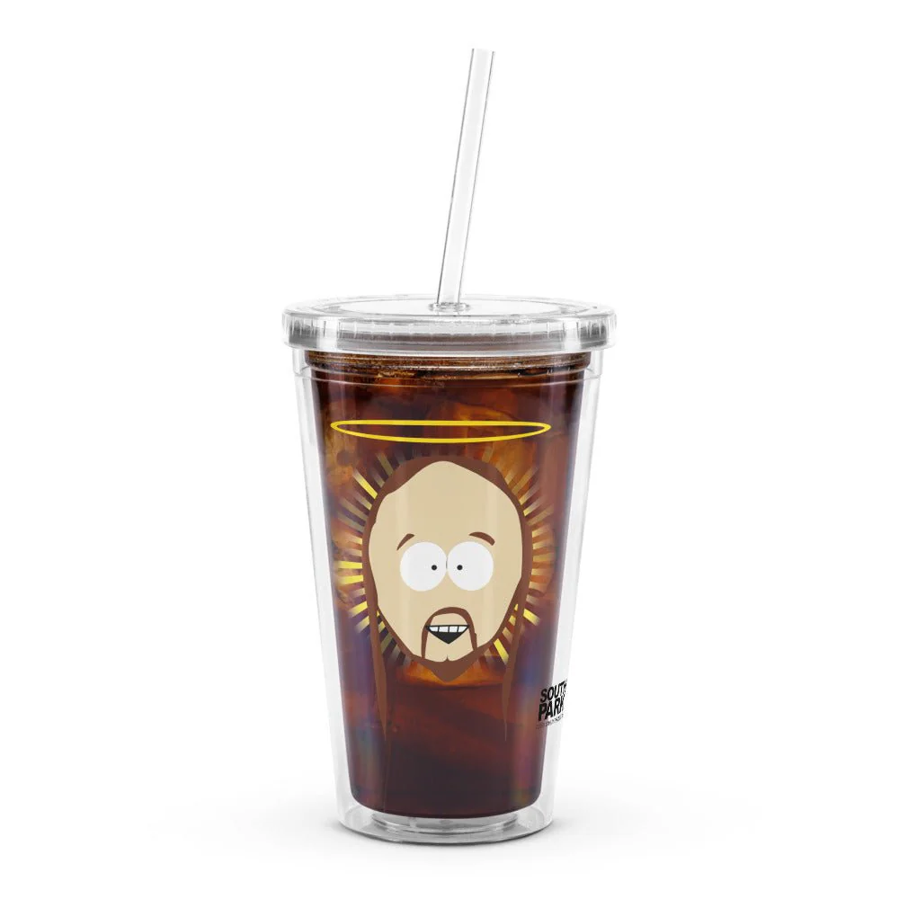 South Park Jesus #1 Counselor Clear Plastic Tumbler - Image 3