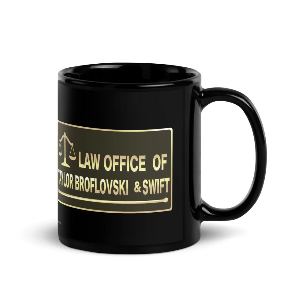 South Park Law Office of Taylor Broflovski & Swift Black Glossy Mug - Image 2