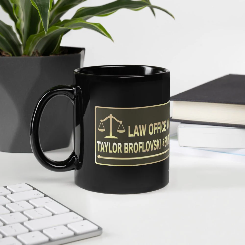 South Park Law Office of Taylor Broflovski & Swift Black Glossy Mug - Image 4