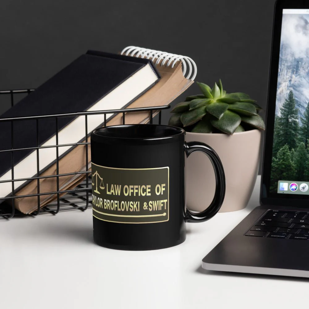 South Park Law Office of Taylor Broflovski & Swift Black Glossy Mug - Image 5