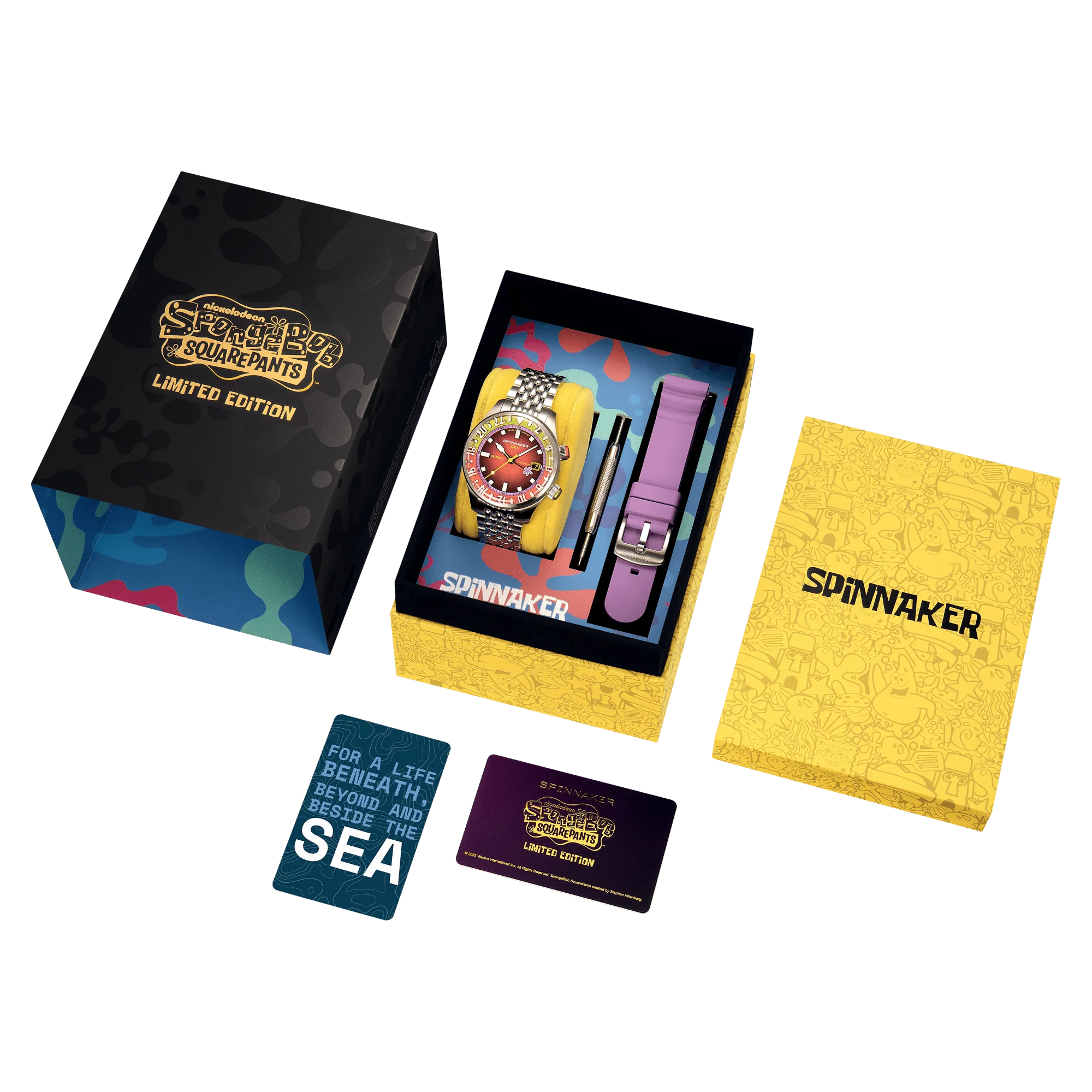 Spinnaker x Spongebob Squarepants Bradner GMT Automatic Bubbly Grins Patrick Glow Limited Edition Watch - Image 3