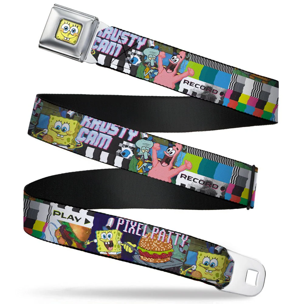 SpongeBob SquarePants Seatbelt Belt 3-D Face Close-Up Buckle-Down Adjustable Full Color