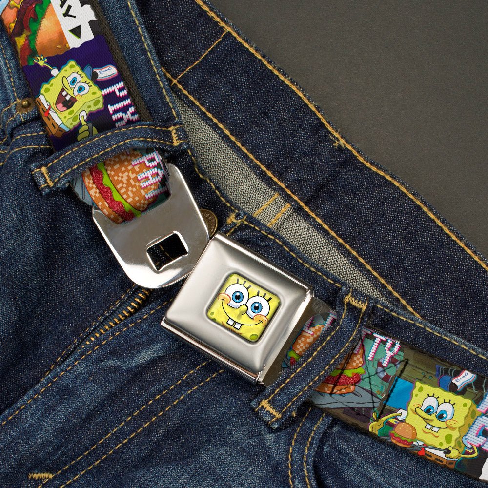 SpongeBob SquarePants Seatbelt Belt 3-D Face Close-Up Buckle-Down Adjustable Full Color - Image 2