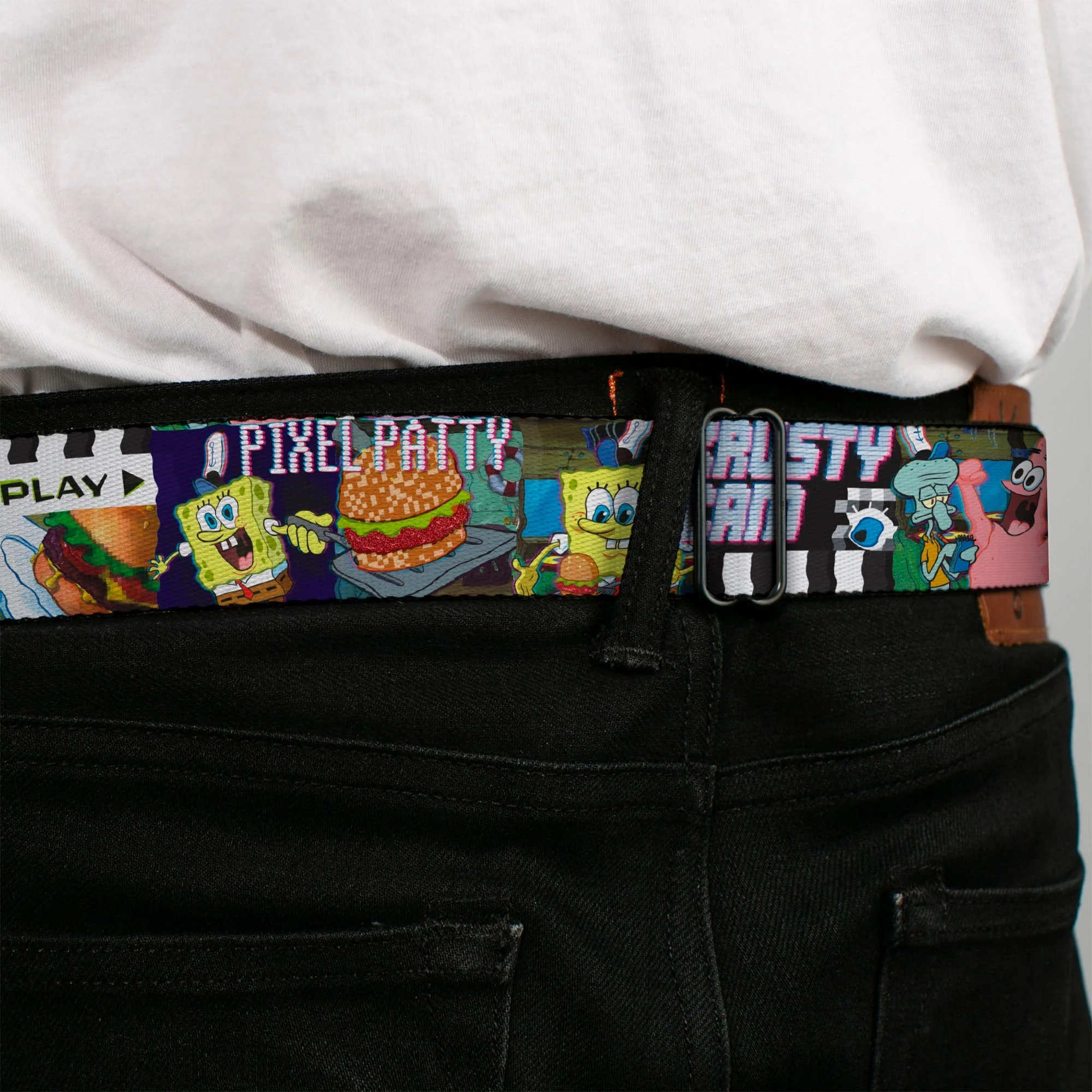 SpongeBob SquarePants Seatbelt Belt 3-D Face Close-Up Buckle-Down Adjustable Full Color - Image 4