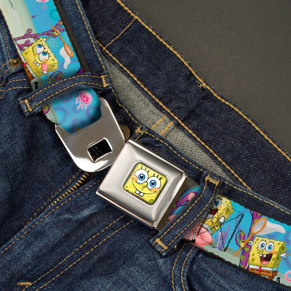 SpongeBob SquarePants Seatbelt Belt 3D Face Close-Up & Jellyfishing Scenes Full Color - Image 2