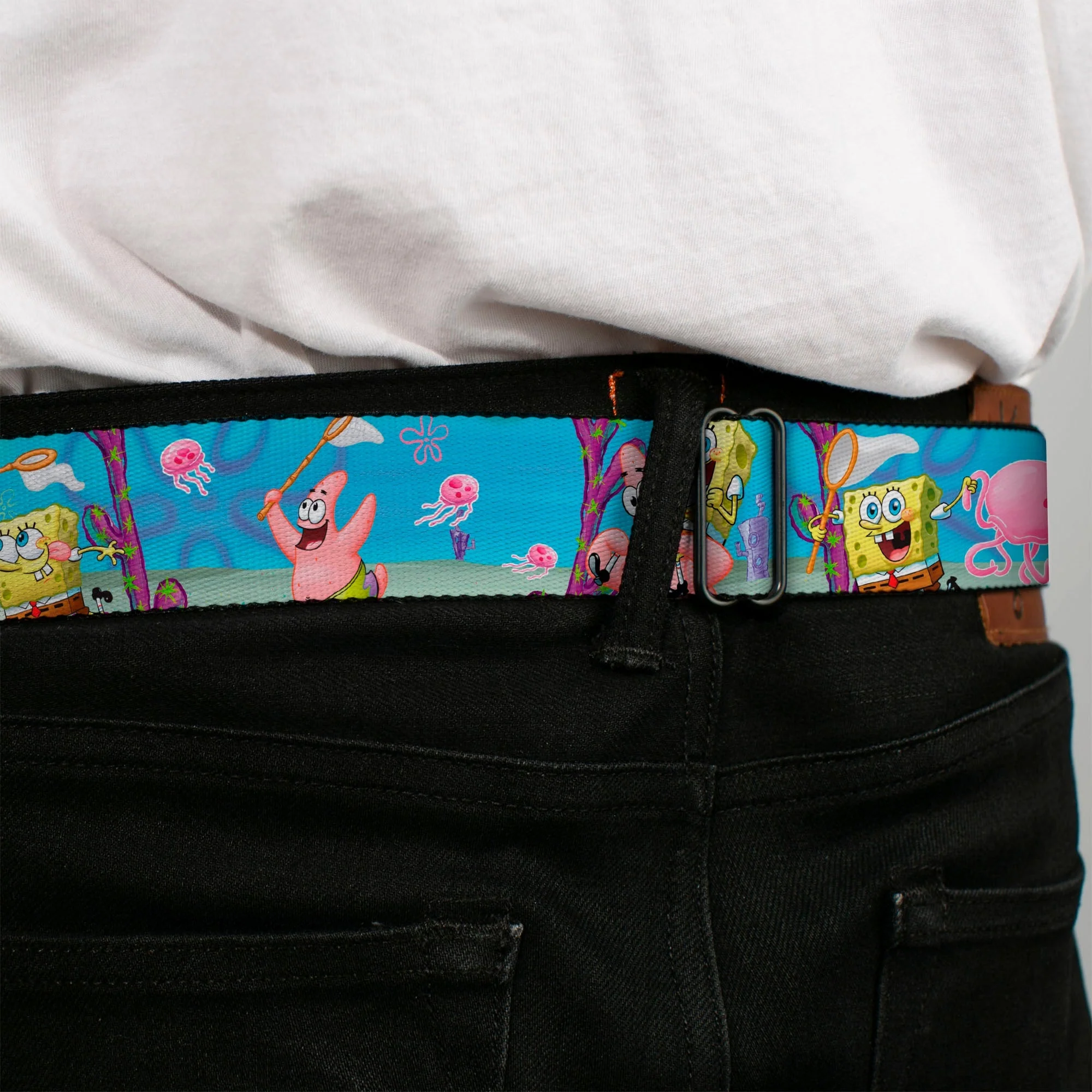 SpongeBob SquarePants Seatbelt Belt 3D Face Close-Up & Jellyfishing Scenes Full Color - Image 4