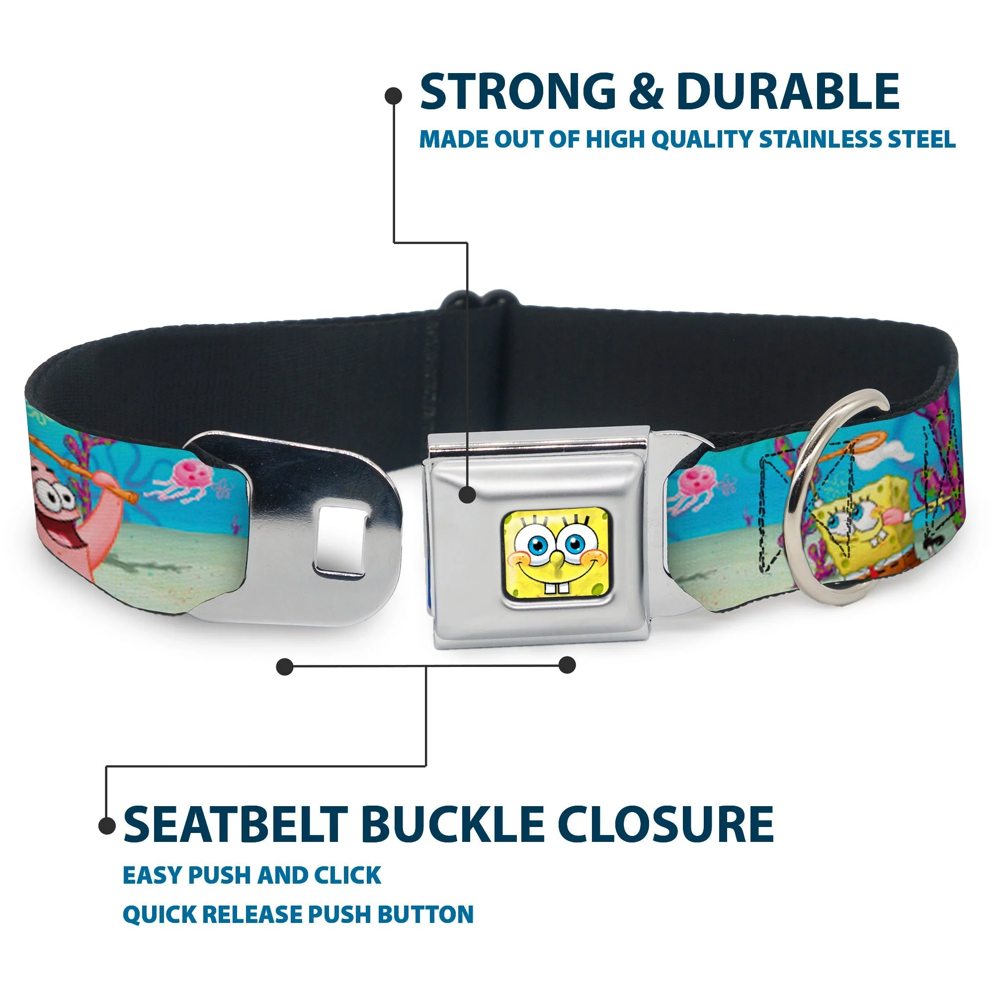 SpongeBob SquarePants Dog Collar 3D Face Jellyfishing Seatbelt Buckle - Image 4