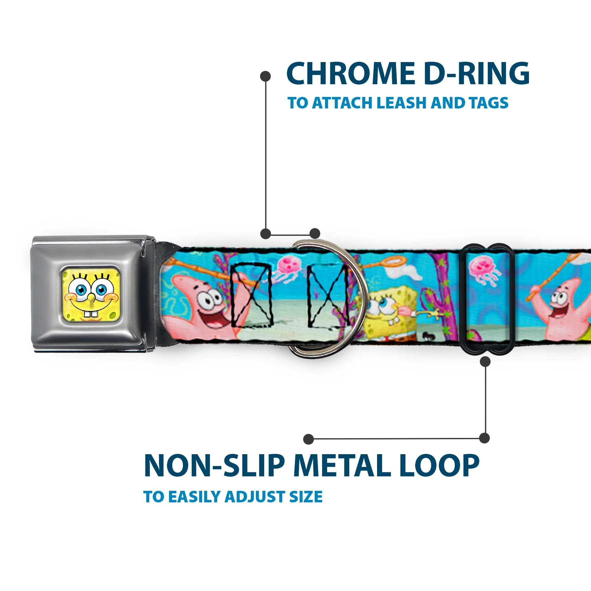 SpongeBob SquarePants Dog Collar 3D Face Jellyfishing Seatbelt Buckle - Image 5