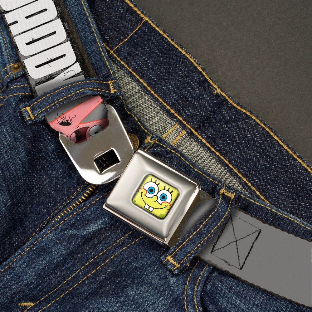 SpongeBob SquarePants Seatbelt Belt SpongeBob & Patrick Faces Full Color Gray/Black/White. - Image 2