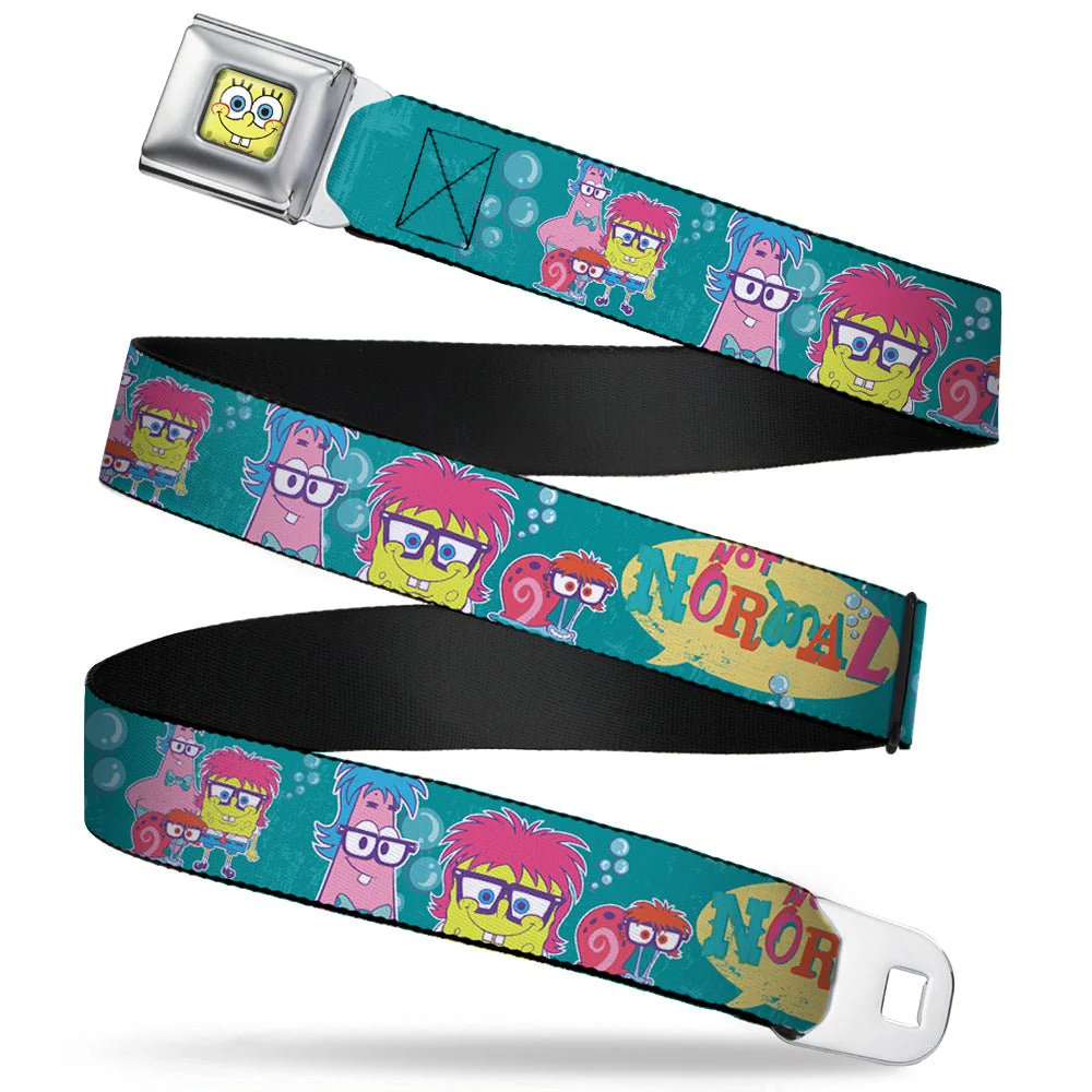 SpongeBob SquarePants Seatbelt Belt SpongeBob & Friends Close-Up Faces Full Color Aqua