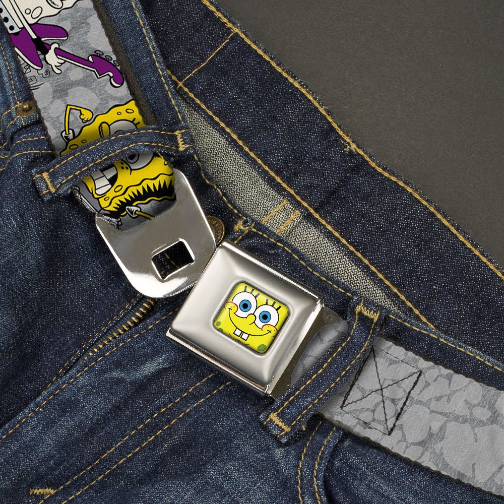 SpongeBob SquarePants Seatbelt Belt Face Close-Up Full Color Design Grays/Black - Image 2