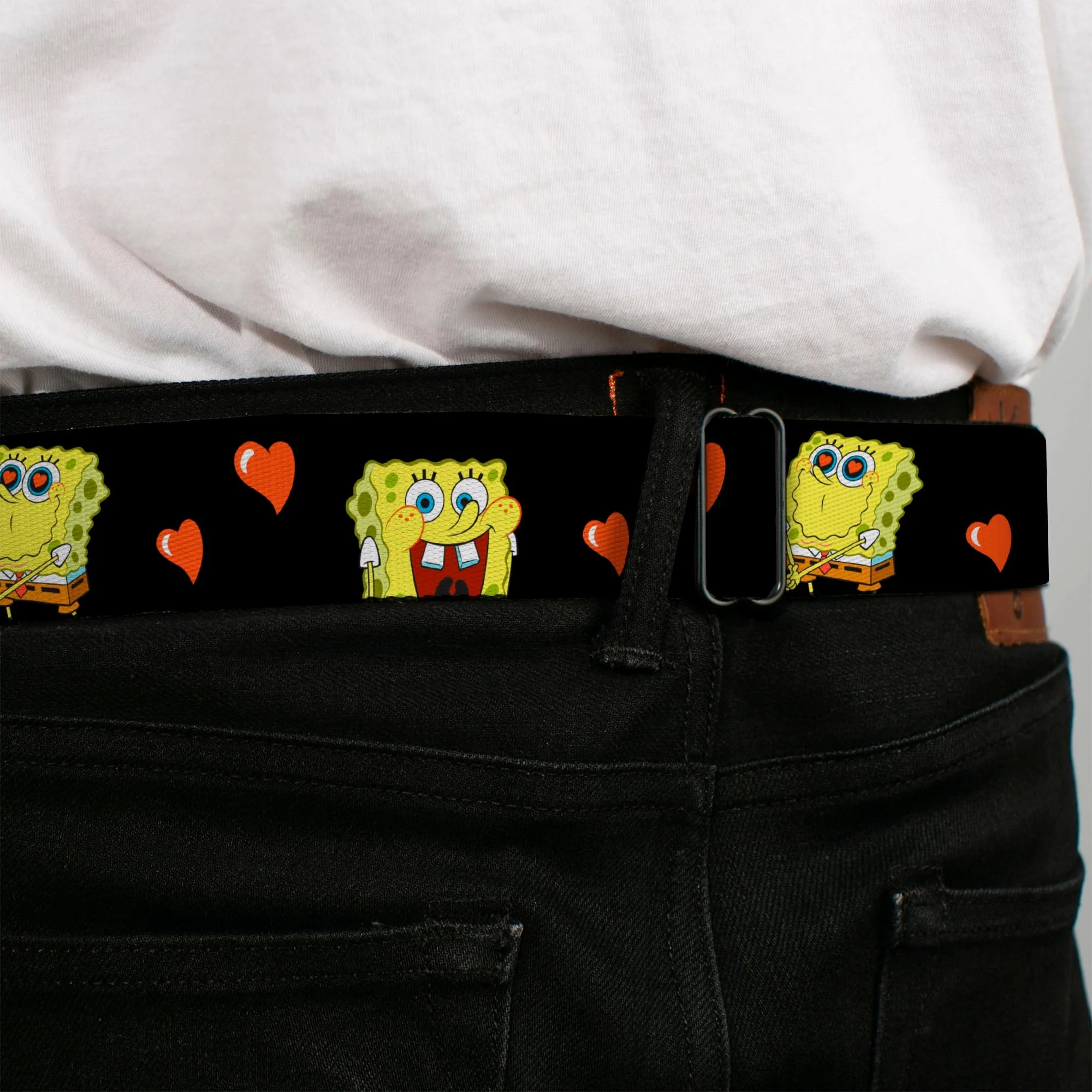 SpongeBob SquarePants Seatbelt Belt Love Eyes Hearts Black Red - Image 4