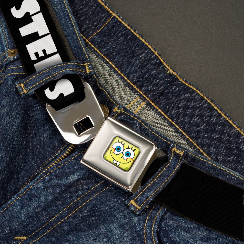SpongeBob SquarePants Seatbelt Belt Face Close-Up Full Color Black/White Webbing - Image 2