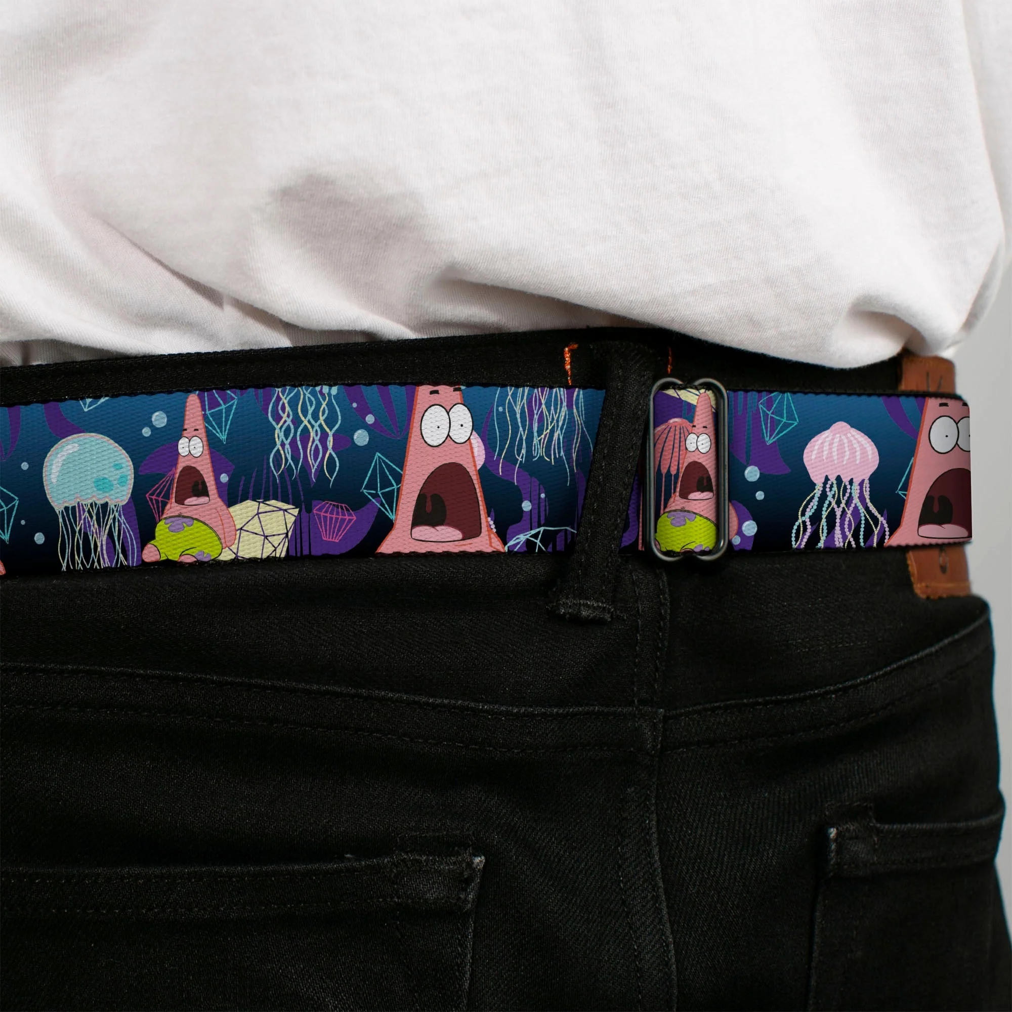 SpongeBob SquarePants Seatbelt Belt Surprised Patrick Starfish Jellyfish Webbing Full Color Blue Purple Pink - Image 4